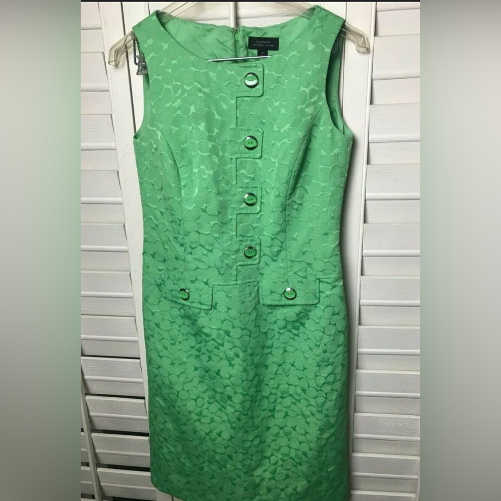 Tahari Mint Green Textured Sleeveless Sheath Dress